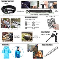 Kit de survie d'urgence 47 en 1, équipement de survie professionnel, outil de premiers secours, SOS, couteau, pinces, stylo, acier inoxydable, multicolore, facile