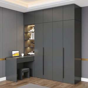 Fabricante de China Venta directa de alta calidad Muebles de dormitorio Almacenamiento de ropa negra Armario de madera maciza - Product Image 4