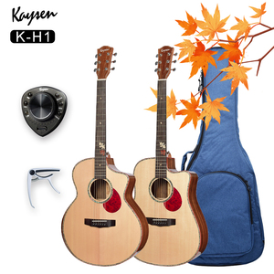 <span class=keywords><strong>Kaysen</strong></span> 41 ''Accoudoir Table en épicéa massif Feuilles d'érable Incrustation Touche Guitare acoustique électrique Kit d'accessoires - Product Image 1