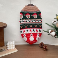 Pull tricoté pour chien avec motif Père Noël et bonhomme de neige, vêtements chauds d'hiver pour animaux de compagnie, gilet en tricot mignon avec pompons pour petits chiens