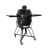 Four Kamado en céramique de 22 pouces avec compartiments, pour barbecue extérieur et cuisson au four, doté de fonctions pour pizza américaine et cuisson au charbon de bois