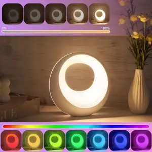 Howlighting lampu LED malam, lampu samping tempat tidur sensor sentuh RGB dapat diisi ulang dengan Remote Control