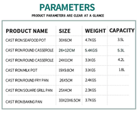 Ensemble de cuisine en fonte émaillée de qualité supérieure, sept pièces, durable, écologique, compatible induction, four, table, logo personnalisé OEM