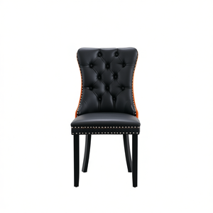 Chaise de salle à manger capitonnée en velours PU de la collection Nikki de DB A&A Furniture, base en bois massif, design moderne - Product Image 1