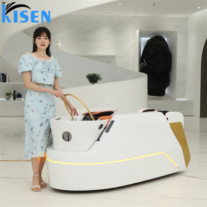 Lit de massage pour <span class=keywords><strong>shampoing</strong></span> Kisen Salon-<span class=keywords><strong>Pro</strong></span> avec anneau de spa capillaire, traitement coréen du cuir chevelu et chaises ergonomiques de luxe - Product Image 2