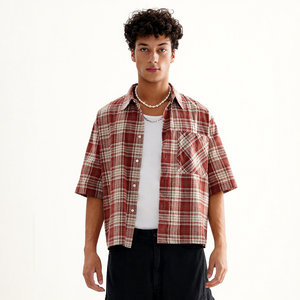 <span class=keywords><strong>Camicia</strong></span> retrò anni '90 a quadri in dobby traspirante da <span class=keywords><strong>uomo</strong></span>, oversize, a <span class=keywords><strong>mezza</strong></span> <span class=keywords><strong>manica</strong></span>, stile Y2K, streetwear skater estivo - Product Image 1