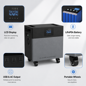 ระบบจัดเก็บพลังงานแบบพกพาออลอินวันพร้อมล้อ 300W 1200W 2500W แบตเตอรี่ LiFePO4 พับเก็บได้ ใช้พลังงานแสงอาทิตย์ สำหรับบ้านและนอกบ้าน - Product Image 3