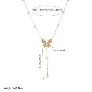 Butterfly Pearl <b>Long</b> Tassel <b>Necklace</b> For Women Imitation Pearl Jewelry Gift - Product Image 4