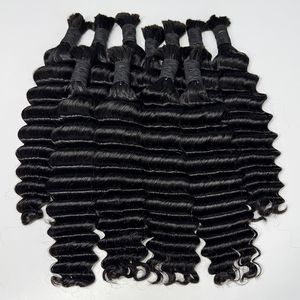 <b>Deep</b> <b>Wave</b> Bulk Human Hair Natural Black No Weft Soft Smooth Texture For Braiding <b>Wig</b> Making And Boho Braids - Product Image 4