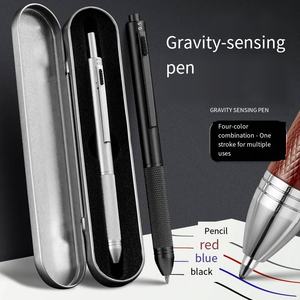 ปากกาลูกลื่นโลหะหมุนได้ 4-in-1 ขายดี พร้อมสลักโลโก้ ของขวัญโฆษณาธุรกิจ หมึกสีน้ำเงิน 0.7 มม. - Product Image 3