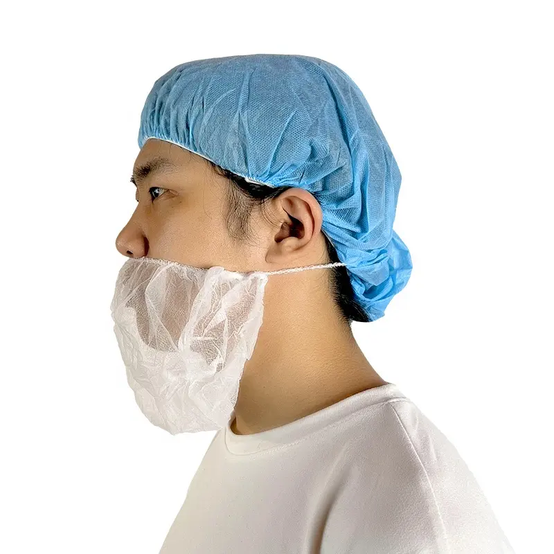 Factory Wholesale Light Weight Disposable Nonwoven Blue White Pp Beardcover Disposable Beard Cover