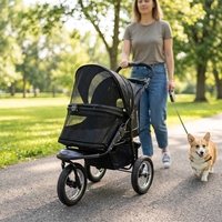 Poussette de jogging pour animaux de compagnie JXB PG8450, 3 roues, légère, pliable, chariot de transport pour chiens de petite et moyenne taille, pour les voyages et les promenades