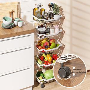 Kim loại có thể gập lại nhà bếp Trái cây và rau lưu trữ giá sàn Đứng Xoay cho phòng khách phòng ngủ hoặc cửa hàng tạp hóa - Product Image 6