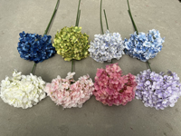 Bouquet de 5 têtes d'hortensias français artificiels en plastique pour cérémonie de mariage, fleurs artificielles luxueuses faites à la main pour la Saint-Valentin et la remise des diplômes