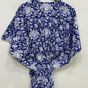 Kaftan court en soie pure, taille unique, ample et confortable pour toutes les tailles, environ 47 pouces, fournisseur d'Inde - Product Image 1