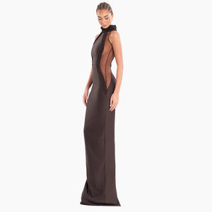 Nuevo vestido de alta calidad, moda para mujer, cuello Halter, café, cuerda trenzada, temperamento, sin mangas, hendidura, vestidos de mujer - Product Image 2