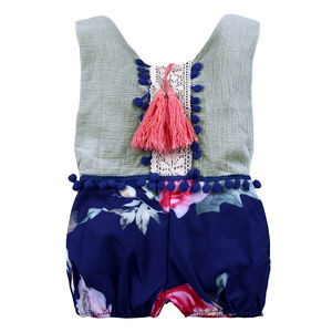 Yaz kolsuz bebek tulum yenidoğan giyim 0-3 yıl kız pamuk bebek tulumu yeni doğan tulum ucuz bebek kız giysileri Romper - Product Image 2