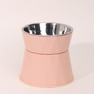 Portable multicolore pieds hauts protection du cou <span class=keywords><strong>bol</strong></span> pour animaux de compagnie détachable <span class=keywords><strong>anti</strong></span>-<span class=keywords><strong>renversement</strong></span> coque en plastique <span class=keywords><strong>bol</strong></span> de nourriture pour chat en acier inoxydable - Product Image 4