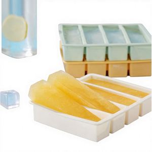 Bac à glaçons réutilisable en silicone de qualité alimentaire avec moule rectangulaire à bâtonnets longs, démoulage facile, écologique - Product Image 1