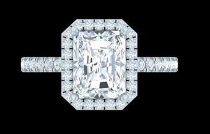 Radiant Cut Lab Grown Diamond Women's Engagement Ring IGI Certified Vintage Simple Halo Bezel Setting Sterling Silver Gold - Product Image 3
