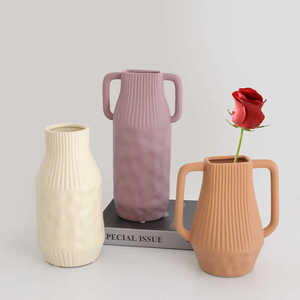 Florero de cerámica irregular y decoración de arreglos florales para sala de estar, comedor, modelo de habitación, estilo de diseñador - Product Image 5