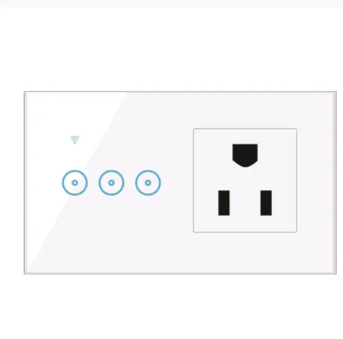 Ewelink US Touch Light Switch With US Power Wall Sockets Wall Switches 1/2/3Gang 1Way Crystal Panel 2 in 1 smart device