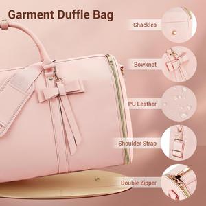 Sac de voyage pliable 2 en 1 en cuir PU pour vêtements, avec poche pour articles de toilette, compartiment à chaussures et bandoulière - Product Image 3