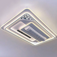 Kipas Angin Plafon LED Tanpa Baling-Baling Gaya Modern Minimalis Inggris, Kontrol Suara, Lampu, Ruang Tamu, 110V AC