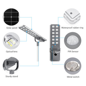 Réverbère haute luminosité Lampara Solares éclairage extérieur intégré villes éclairage solaire extérieur alimenté par batterie lampadaire solaire - Product Image 6