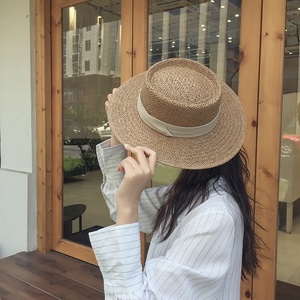 Haute qualité en gros large bord rond chapeau canotier mode <span class=keywords><strong>Capeline</strong></span> chapeau de paille pour femmes dames plage soleil chapeau été - Product Image 5