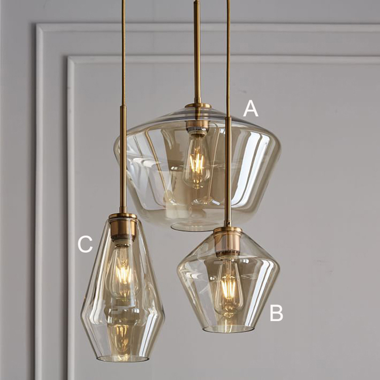 Indoor modern hotel  Gold Suspension Glass Led luxury pendant lamp holder E27 pendant nordic lamp hanging light