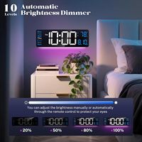 Brauthon 16 \ "Grande horloge murale numérique avec télécommande Horloge LED en plastique ABS pour salle de classe Date Semaine Alarme