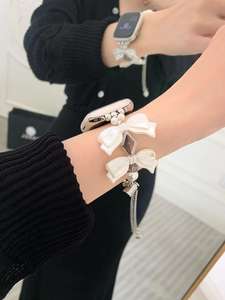 สายนาฬิกา iwatch โบว์ซาตินบรรยากาศพิเศษสําหรับ <span class=keywords><strong>AppleWatch</strong></span> AppleWatch8/7/654SE ผู้หญิง - Product Image 3