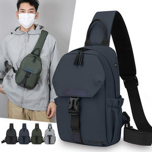 Sac de poitrine pour homme tendance, gris, revêtement PU, respirant, résistant à l'usure, pour les trajets quotidiens, sac bandoulière - Product Image 2