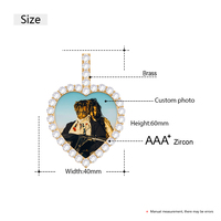 40mm Collier pendentif coeur personnalisé avec chaîne Bijoux hip hop Mémoire de couple glacé Photo personnalisée avec chaîne