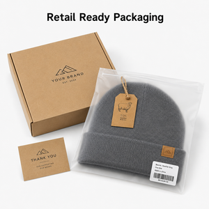 Bonnet en tricot côtelé en mélange de <span class=keywords><strong>laine</strong></span> mérinos personnalisé avec revers, bonnet d'hiver avec logo pour hommes et femmes - Product Image 5
