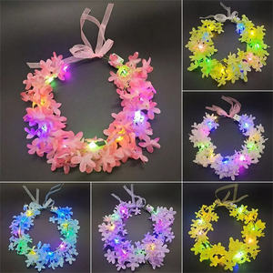 Guirlande lumineuse LED en forme de couronne de fleurs, serre-tête LED Hawaïen, couronne florale, accessoires pour anniversaire, mariage et fête - Product Image 5