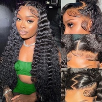 Perruques Lace Front Deep Wave en Cheveux Humains, Densité 250, Cheveux Vierges Indiens Bruts 12A, Lace Frontale HD 13x6, Bouclés Profonds, pour Femmes