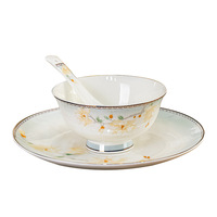 Mangkuk Keramik Piring Sendok Untuk Rumah Tangga Grosir Jingdezhen Gaya Cina Baru Motif Bunga Bone China Mangkuk Sup Mie Besar Kecil