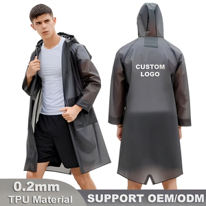 Impermeable de TPU de Poliuretano Suave Ecológico de Alta Calidad OEM, Reutilizable, Largo, para Hombre y Mujer - Product Image 1