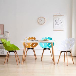 Chaise de salle à manger moderne en plastique PP avec accoudoirs en <span class=keywords><strong>bois</strong></span> massif, chaise de salon pour salon et restaurant - Product Image 2