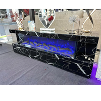 Meuble TV avec foyer électrique miroir argenté de 71 pouces, haut-parleur Bluetooth et flamme multicolore pour salon