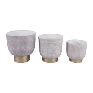 Set di 3 vasi effetto marmo con base dorata per decorazioni interne ed esterne - Product Image 3