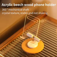 Support de support de téléphone portable en acrylique de bureau Portable base en bois support de téléphone portable en acrylique support de support de tablette pliable pour bureau