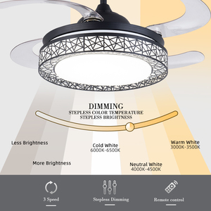 <b>Indoor</b> <b>Light</b> Fixture with Ceiling Fan 220v Black White Colour Regularly Timeable Led Rotating Caged Ceiling Fans for Home Room - Product Image 2