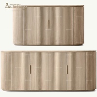 Meuble de style classique moderne personnalisable, salon, grande capacité, buffet en bois massif à grille rayée