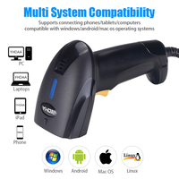 Venta Directa de Fábrica, Lector de Códigos de Barras Láser 1D, Manos Libres, IP45, Escáner de Códigos de Barras con Cable USB para Inventario de Almacenes Minoristas