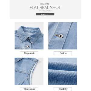 Chaleco vaquero corto con cuello sin mangas para mujer 2025, chaleco vaquero de Zimbaplatinum con diseño de botones - Product Image 2