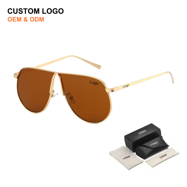 Manufacturing OEM ODM High Quality Custom Fashion Metal Frames Sun Glasses Unique Shield Oversized Designer Women Sunglasses