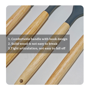 Tùy Chỉnh 12 Pcs Set Silicone Đồ Dùng Nhà Bếp Phụ Kiện Nấu Ăn Công Cụ Thiết Lập Thìa Khuấy Đồ Dùng Nhà Bếp Tay Cầm Bằng Gỗ - Product Image 5